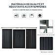 OUTSUNNY - Abri de jardin - remise pour outils - cabanon portes verrouillables - dim. 2,8L x 1,3l x 1,72H m - tôle d'acier gris noir - vignette