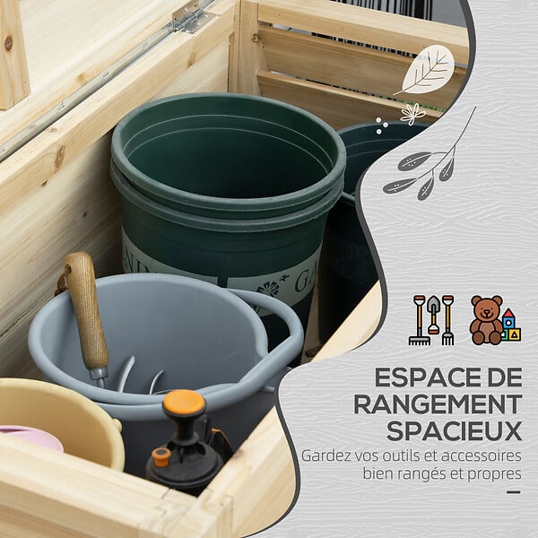OUTSUNNY - Banc coffre de jardin 2 en 1 - dim. 110L x 50l x 50H cm - charge max. 120 Kg - bois sapin pré-huilé acier galvanisé - large