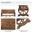 OUTSUNNY - Banc de jardin 3 places style rustique chic accoudoirs roues de charette bois sapin traité carbonisation - vignette