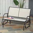 OUTSUNNY - Banc à bascule de jardin 2 places design contemporain grand confort accoudoirs assise et dossier ergonomique acier textilène beige - vignette