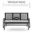 OUTSUNNY - Banc à bascule de jardin 3 places design contemporain grand confort accoudoirs assise et dossier ergonomique acier textilène noir - vignette