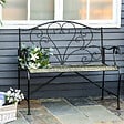 OUTSUNNY - Banc de jardin 2 places style néo-rétro fer forgé lignes fuselées métal noir doré effet vieilli - vignette