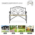 OUTSUNNY - Banc de jardin 2 places style néo-rétro fer forgé lignes fuselées métal noir doré effet vieilli - vignette