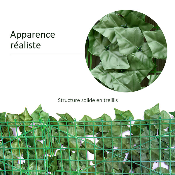 OUTSUNNY - Haie artificielle brise-vue décoration rouleau 3L x 1H m feuillage réaliste anti-UV vert - large