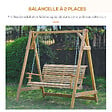 OUTSUNNY - Balancelle de jardin 2 places dim. 1,8L x 1,2l x 1,85H m accoudoirs supports verres bois de mélèze pré-huilé - vignette