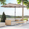 OUTSUNNY - Parasol de jardin XXL parasol grande taille 4,6L x 2,7l x 2,4H m ouverture fermeture manivelle acier polyester haute densité marron - vignette