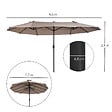 OUTSUNNY - Parasol de jardin XXL parasol grande taille 4,6L x 2,7l x 2,4H m ouverture fermeture manivelle acier polyester haute densité marron - vignette
