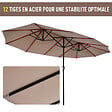 OUTSUNNY - Parasol de jardin XXL parasol grande taille 4,6L x 2,7l x 2,4H m ouverture fermeture manivelle acier polyester haute densité marron - vignette
