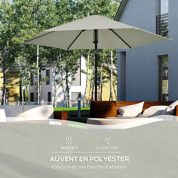 OUTSUNNY - Parasol inclinable octogonal  Ø 2,65 x 2,35H m métal époxy noir polyester haute densité 180 g/m² gris clair - large