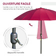 OUTSUNNY - Parasol inclinable rond avec manivelle métal fibre de verre Ø 2,55 m polyester haute densité bordeaux - vignette