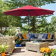 OUTSUNNY - Parasol en métal rond polyester 180g/m² manivelle inclinable Ø 2,95 x 2,5 m bordeaux - vignette