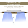 OUTSUNNY - Parasol de jardin XXL parasol grande taille 4,6L x 2,7l x 2,4H m ouverture fermeture manivelle acier polyester haute densité café latte - vignette
