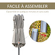OUTSUNNY - Parasol de jardin XXL parasol grande taille 4,6L x 2,7l x 2,4H m ouverture fermeture manivelle acier polyester haute densité café latte - vignette