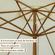 OUTSUNNY - Parasol droit rond grande taille de jardin Ø 3,25 x 2,5H m bois de bambou polyester beige - vignette
