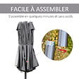OUTSUNNY - Parasol de jardin XXL parasol grande taille 4,6L x 2,7l x 2,4H m ouverture fermeture manivelle acier polyester haute densité gris - vignette