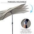 OUTSUNNY - Parasol inclinable octogonal Ø 3 x 2,45 m ouverture fermeture par manivelle métal polyester haute densité gris clair - vignette