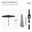 OUTSUNNY - Parasol inclinable octogonal Ø 3 x 2,45 m ouverture fermeture par manivelle métal polyester haute densité gris clair - vignette