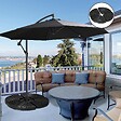 OUTSUNNY - Pied de parasol lot de 4 dalles pour parasol à lester dim. tot. 100L x 100l x 8H cm HDPE aspect rotin noir - vignette