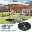 OUTSUNNY - Pied de parasol lot de 4 dalles pour parasol à lester dim. tot. 100L x 100l x 8H cm HDPE aspect rotin noir - vignette