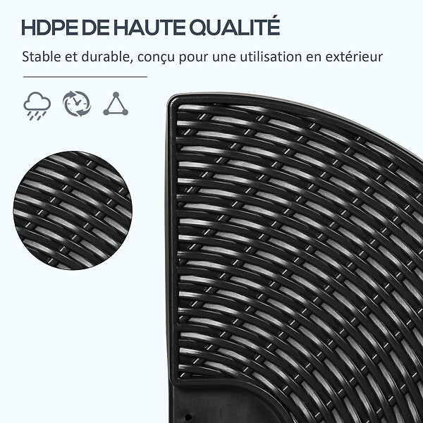 OUTSUNNY - Pied de parasol lot de 4 dalles pour parasol à lester dim. tot. 100L x 100l x 8H cm HDPE aspect rotin noir - large