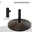 OUTSUNNY - Pied de parasol rond base de lestage Ø 53 x 35,5 cm résine imitation rotin poids net 25 Kg noir bronze - vignette