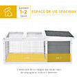 PAWHUT - Clapier de sol enclos extérieur niche porte double toit ouvrant fil métallique bois sapin pré-huilé peint gris blanc - vignette