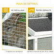 PAWHUT - Clapier de sol enclos extérieur niche porte double toit ouvrant fil métallique bois sapin pré-huilé peint gris blanc - vignette