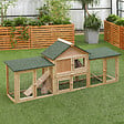 PAWHUT - Clapier cage à lapins rongeurs XXL 2 étages toit bitumé intégral tiroir déjection 2,10L x 0,46l x 0,85H m bois massif pin pré-huilé - vignette