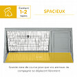 PAWHUT - Clapier triangulaire de sol enclos extérieur niche double porte dim. 116L x 62l x 52,5H cm métal bois sapin gris - vignette