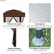 OUTSUNNY - Tonnelle barnum de jardin 3L x 3l m avec 4 moustiquaires amovibles - double toit - métal polyester marron - vignette