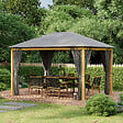 OUTSUNNY - Pavillon de jardin style contemporain - barnum avec rideaux - dim. 3,97L x 2,97l x 2,8H m - alu. aspect bois polyester gris - vignette