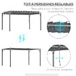 OUTSUNNY - Pergola lames orientables dim. 3,9L x 2,95l x 2,13H m structure alu. acier époxy polyester gris - vignette