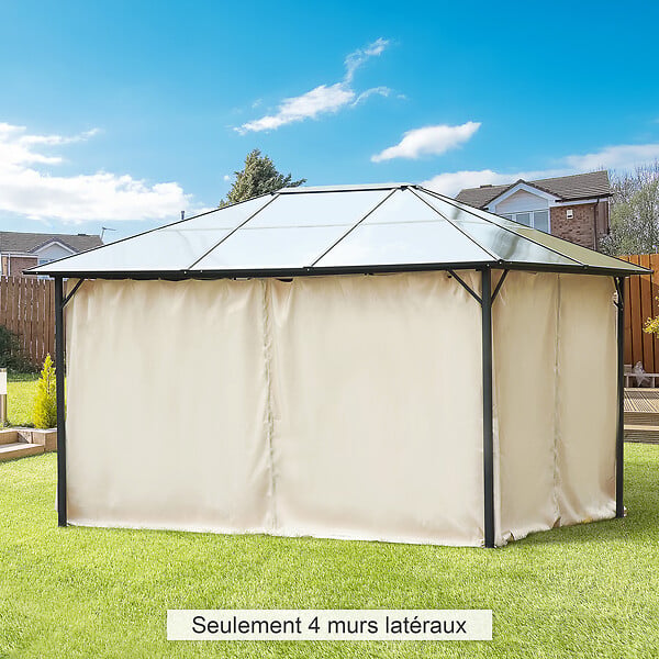OUTSUNNY - Parois latérales de rechange barnum tonnelle 3 x 4 m - 2 systèmes d'attache boucles ou crochets - bâches de rechange zippées, avec velcro d'attache - polyester beige - large