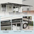 OUTSUNNY - Pergola adossable rigide acier alu. toit polycarbonate dim. 5L x 2,99l x 2,23H m gris - vignette