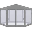 OUTSUNNY - Tonnelle barnum tente de réception hexagonale style cosy métal polyester imperméabilisé surface env. 10 m² gris - vignette