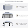 OUTSUNNY - Tonnelle barnum pavillon de jardin style colonial double toit toile moustiquaires et toiles amovibles 3,9L x 2,9l x 2,8H m gris - vignette
