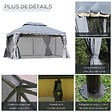 OUTSUNNY - Tonnelle barnum pavillon de jardin style colonial double toit toile moustiquaires et toiles amovibles 3,9L x 2,9l x 2,8H m gris - vignette