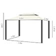 OUTSUNNY - Tonnelle barnum pavillon de jardin style colonial double toit toile moustiquaires et toiles amovibles 3,9L x 2,9l x 2,8H m crème - vignette