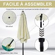 OUTSUNNY - Parasol inclinable de jardin balcon terrasse manivelle toile polyester imperméabilisée haute densité 180 g/m² Ø2,6 x 2,35H m alu crème - vignette