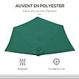 OUTSUNNY - Demi parasol - parasol de balcon 5 entretoises métal polyester 2,69L x 1,38l x 2,36H m vert - vignette