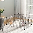 PAWHUT - Cage parc enclos rongeurs modulable dim. L 105 x l 105 x H 70 cm 2 niveaux 2 portes rampe résine PP fil métallique noir - vignette