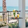 OUTSUNNY - Table suspendue de balcon pliable dim. plateau 60L x 40l cm hauteur réglable 57-72H cm métal époxy noir - vignette