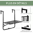 OUTSUNNY - Table suspendue de balcon pliable dim. plateau 60L x 40l cm hauteur réglable 57-72H cm métal époxy noir - vignette
