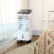HOMCOM - Ventilateur rafraichisseur humidificateur 3 en 1 - roulettes, télécommande - silencieux oscillant 65W - réservoir 3,5L - blanc noir - vignette