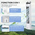 HOMCOM - HOMCOM Ventilateur colonne rafraichisseur d'air humidificateur 3 en 1 - puissance 60 W - oscillant, silencieux - timer, 3 modes, 3 vitesses - télécommande incluse - blanc - vignette