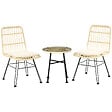 OUTSUNNY - Ensemble bistro de jardin 2 places 3 pièces style exotique 2 chaises + table basse ronde métal époxy noir résine tressée beige - vignette