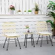 OUTSUNNY - Ensemble bistro de jardin 2 places 3 pièces style exotique 2 chaises + table basse ronde métal époxy noir résine tressée beige - vignette