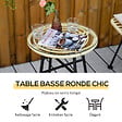 OUTSUNNY - Ensemble bistro de jardin 2 places 3 pièces style exotique 2 chaises + table basse ronde métal époxy noir résine tressée beige - vignette