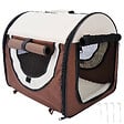 PAWHUT - Sac de transport pour chien et chat pliable - poignée, entrée zippée, fenêtres maillées enroulables- coussin inclus - acier oxford marron beige - vignette