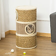 PAWHUT - Arbre à chat cylindrique - tour à griffer pour chat - arbre à chat tour - Tonneau griffoir - 3 niches + plateforme - sisal corde d'algues beige - vignette